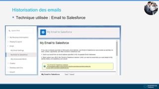 Historisation des emails
 Technique utilisée : Email to Salesforce
 