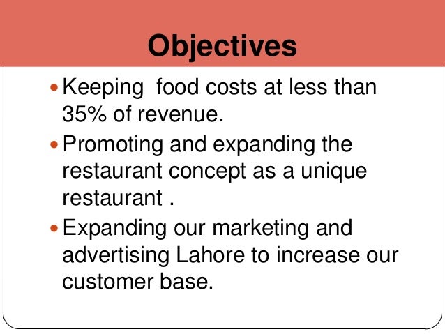 objectives of food business plan