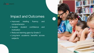 Impact and Outcomes
Improved reading fluency and
comprehension
Greater student confidence and
motivation
Reduced learning gaps by Grade 3
Long-term academic benefits across
subjects
 