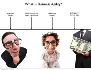 What is Business Agility?

           generating      validation that the   developing    getting paid
            the ide...
