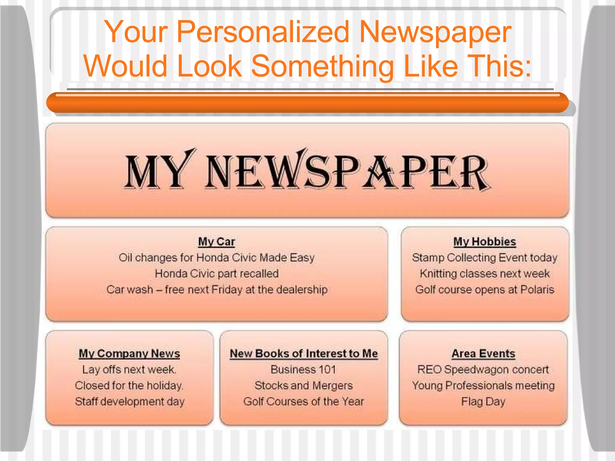 Your Personalized Newspaper Would Look Something Like This: 