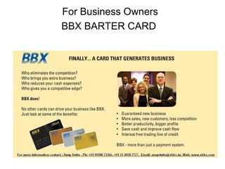 For Business Owners BBX BARTER CARD 