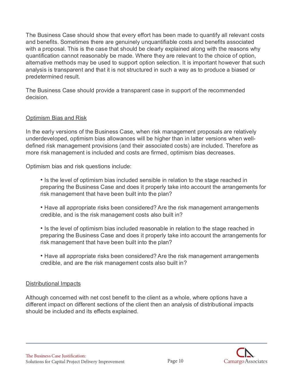 Business Case Justification Solutions for Capital Project Delivery