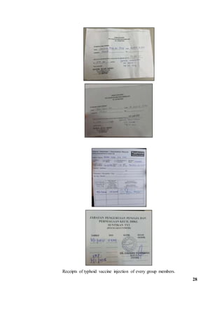 Receipts of typhoid vaccine injection of every group members.
28
 