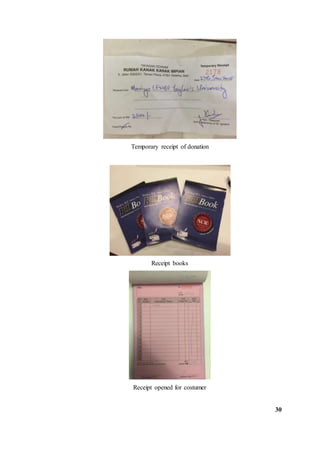 Temporary receipt of donation
Receipt books
Receipt opened for costumer
30
 