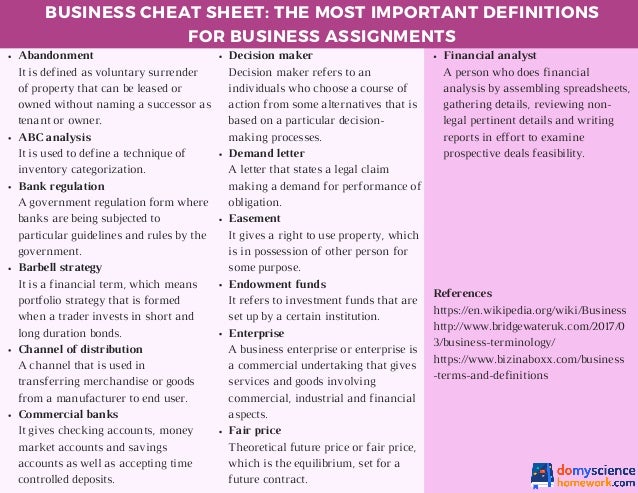Business Cheat Sheet