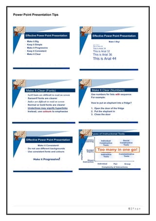 6 | P a g e
Power Point Presentation Tips
 