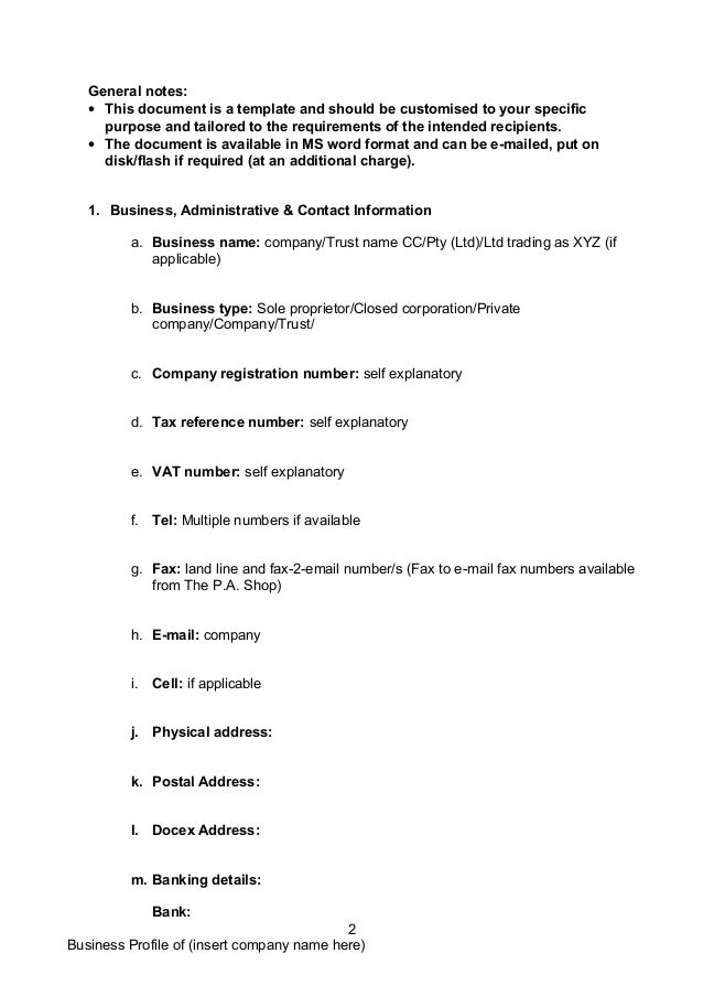 sample company profile template doc