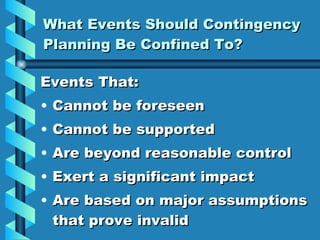 Event Contingency Business Contingency Planning | PPT