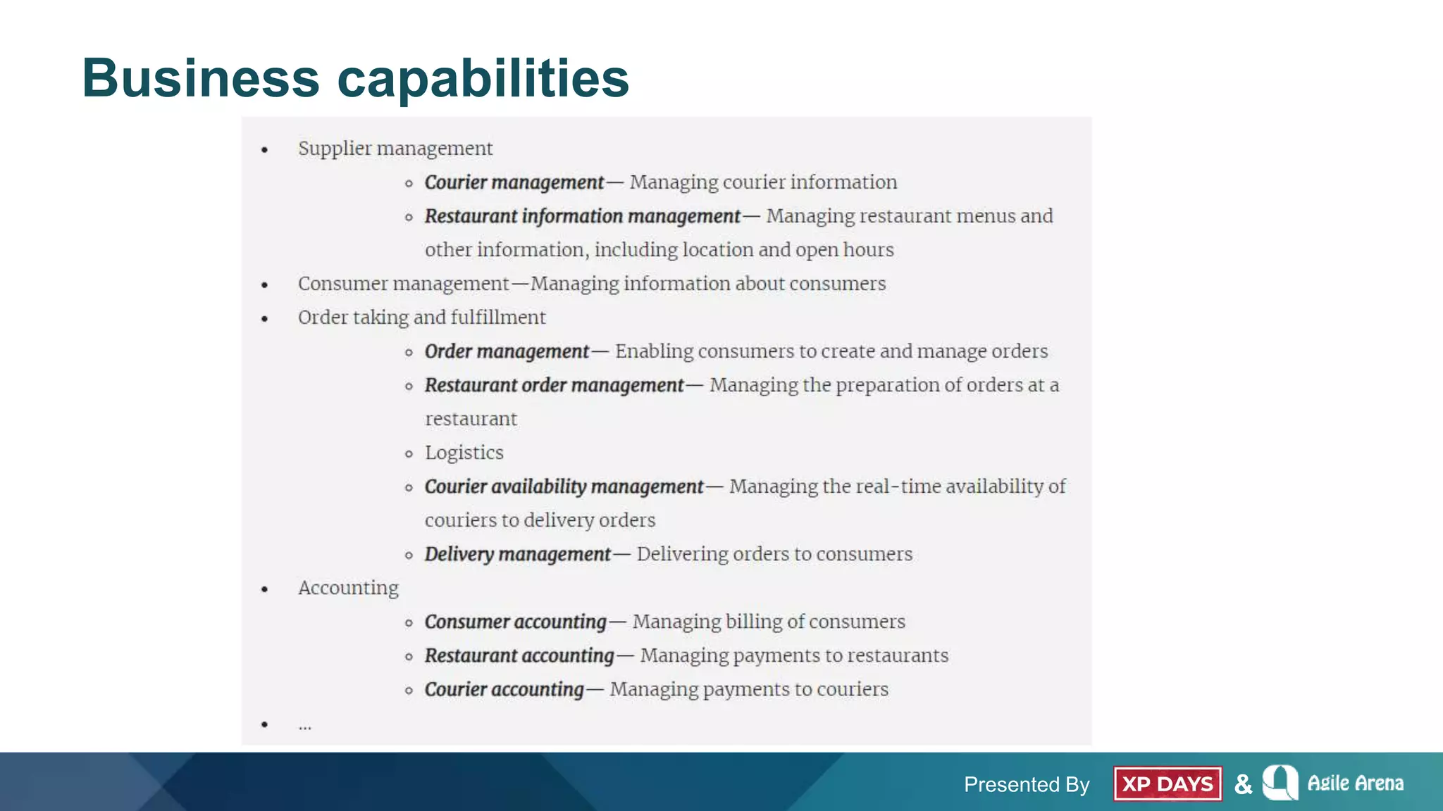 Presented By &
Business capabilities
 