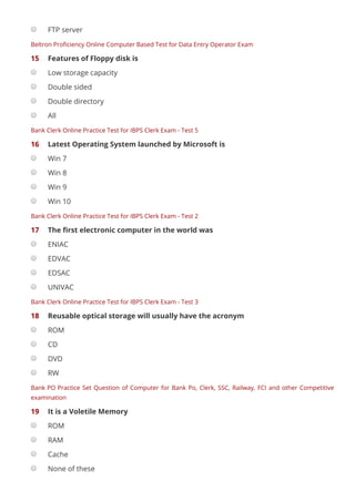 Free Practice Set by Subject Computer Awarness | PDF