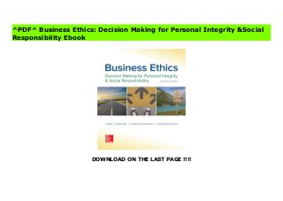 ^PDF^ Business Ethics: Decision Making for  Slide 1
