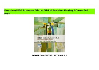 DOWNLOAD ON THE LAST PAGE !!!!
Download direct Business Ethics: Ethical Decision Making &Cases Don't hesitate Click https://barokalloh01.blogspot.com/?book=1337614432 Learn to make successful ethic decisions in today's complex managerial environment with Ferrell/Fraedrich/Ferrell's market-leading BUSINESS ETHICS: ETHICAL DECISION MAKING AND CASES, 12E. Packed with cases, exercises and simulations, this applied approach uses a proven managerial framework to address overall concepts, processes and best practices associated with top business ethics programs. You clearly see how to integrate ethics into key strategic business decisions. This thoroughly revised edition highlights new legislation affecting business ethics and offers the most up-to-date examples and best practices of high-profile organizations. Twenty new or updated original case studies provide insights into ethical dilemmas. MindTap digital resources help you master concepts and prepare for exercises, quizzes and exams while a new simulation guides you in making strong ethical decisions. Read Online PDF Business Ethics: Ethical Decision Making &Cases, Read PDF Business Ethics: Ethical Decision Making &Cases, Read Full PDF Business Ethics: Ethical Decision Making &Cases, Download PDF and EPUB Business Ethics: Ethical Decision Making &Cases, Read PDF ePub Mobi Business Ethics: Ethical Decision Making &Cases, Downloading PDF Business Ethics: Ethical Decision Making &Cases, Read Book PDF Business Ethics: Ethical Decision Making &Cases, Download online Business Ethics: Ethical Decision Making &Cases, Download Business Ethics: Ethical Decision Making &Cases pdf, Download epub Business Ethics: Ethical Decision Making &Cases, Read pdf Business Ethics: Ethical Decision Making &Cases, Read ebook Business Ethics: Ethical Decision Making &Cases, Download pdf Business Ethics: Ethical Decision Making &Cases, Business Ethics: Ethical Decision Making &Cases Online Download Best Book Online Business Ethics: Ethical Decision Making
&Cases, Download Online Business Ethics: Ethical Decision Making &Cases Book, Download Online Business Ethics: Ethical Decision Making &Cases E-Books, Read Business Ethics: Ethical Decision Making &Cases Online, Read Best Book Business Ethics: Ethical Decision Making &Cases Online, Read Business Ethics: Ethical Decision Making &Cases Books Online Download Business Ethics: Ethical Decision Making &Cases Full Collection, Read Business Ethics: Ethical Decision Making &Cases Book, Read Business Ethics: Ethical Decision Making &Cases Ebook Business Ethics: Ethical Decision Making &Cases PDF Read online, Business Ethics: Ethical Decision Making &Cases pdf Download online, Business Ethics: Ethical Decision Making &Cases Download, Download Business Ethics: Ethical Decision Making &Cases Full PDF, Download Business Ethics: Ethical Decision Making &Cases PDF Online, Download Business Ethics: Ethical Decision Making &Cases Books Online, Read Business Ethics: Ethical Decision Making &Cases Full Popular PDF, PDF Business Ethics: Ethical Decision Making &Cases Read Book PDF Business Ethics: Ethical Decision Making &Cases, Download online PDF Business Ethics: Ethical Decision Making &Cases, Read Best Book Business Ethics: Ethical Decision Making &Cases, Read PDF Business Ethics: Ethical Decision Making &Cases Collection, Download PDF Business Ethics: Ethical Decision Making &Cases Full Online, Download Best Book Online Business Ethics: Ethical Decision Making &Cases, Download Business Ethics: Ethical Decision Making &Cases PDF files, Download PDF Free sample Business Ethics: Ethical Decision Making &Cases, Download PDF Business Ethics: Ethical Decision Making &Cases Free access, Download Business Ethics: Ethical Decision Making &Cases cheapest, Read Business Ethics: Ethical Decision Making &Cases Free acces unlimited
Download PDF Business Ethics: Ethical Decision Making &Cases Full
page
 