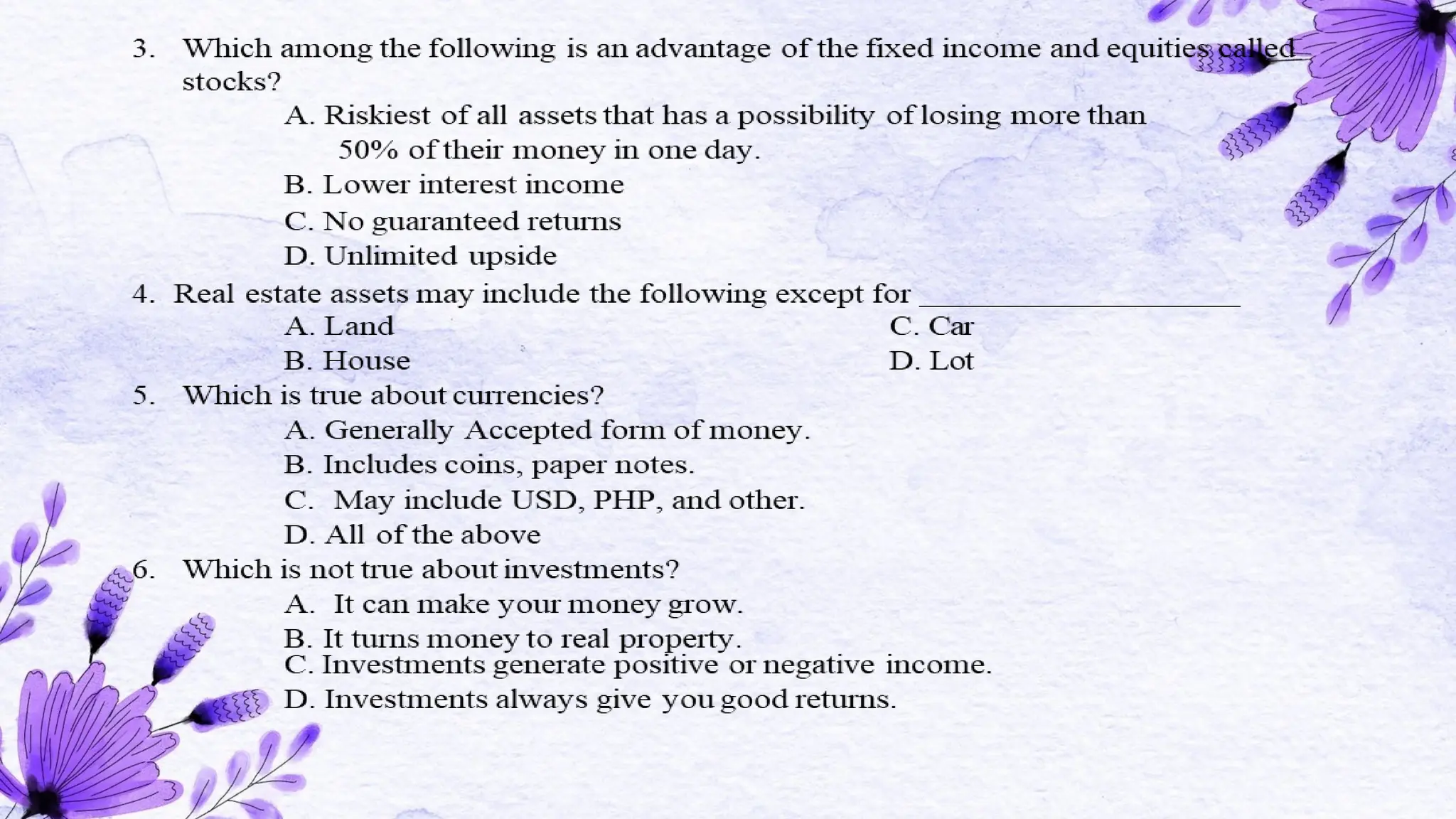 Business Finance- Different Types of Investments | PPTX