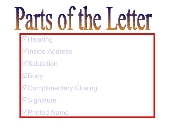 business letter part of a letter