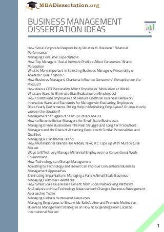 Management Dissertation Topics and Titles - Research Prospect