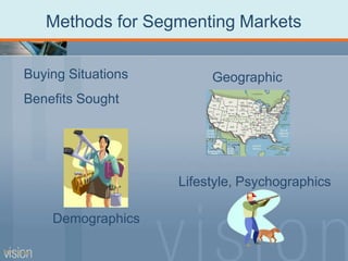 Methods for Segmenting Markets
Geographic
PPT 5-16
Lifestyle, Psychographics
Demographics
Buying Situations
Benefits Sought
 