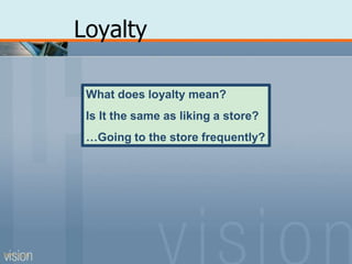 What does loyalty mean?
Is It the same as liking a store?
…Going to the store frequently?
PPT 5-21
Loyalty
 
