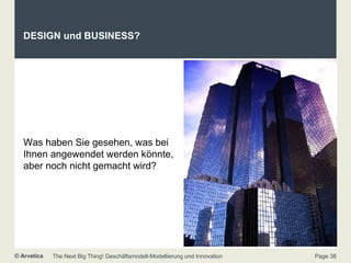 DESIGN und BUSINESS? Was haben Sie gesehen, was bei Ihnen angewendet werden könnte, aber noch nicht gemacht wird? 
