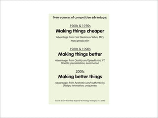 New sources of competitive advantage:

                     1960s & 1970s
  Making things cheaper
  Advantage from Cost Di...