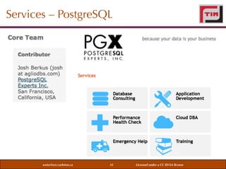 Services – PostgreSQL

weiss@sce.carleton.ca

35

Licensed under a CC BY-SA license

 