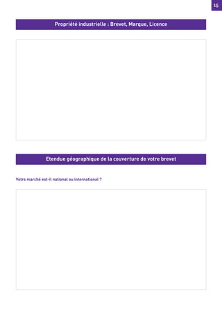 15
15
Votre marché est-il national ou international ?
Propriété industrielle : Brevet, Marque, Licence
Etendue géographique de la couverture de votre brevet
 