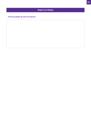 23
23
Forme juridique de votre entreprise :
Aspect juridique
 