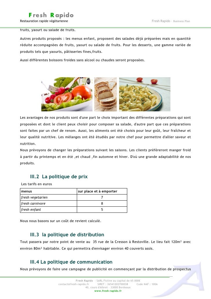 business plan pour un restaurant pdf