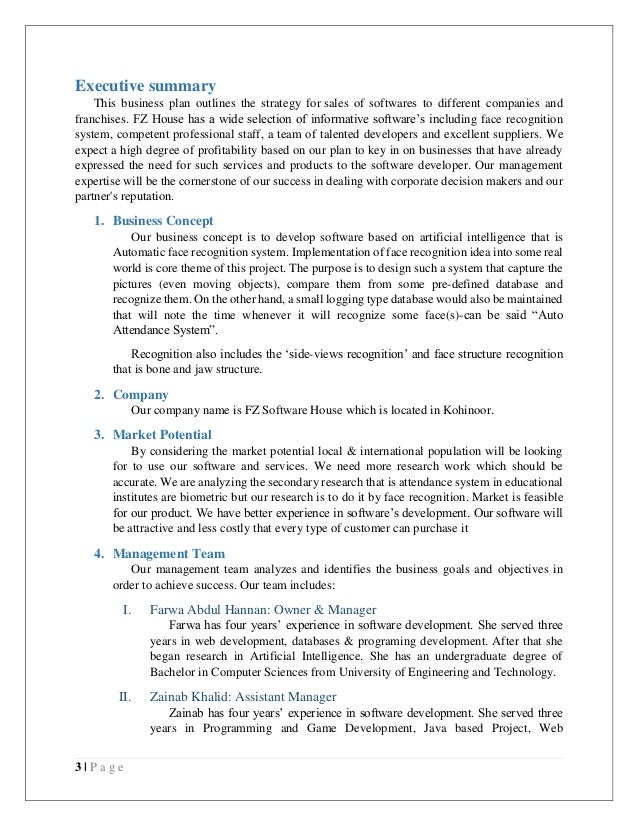 Business plan of a software house Business plan of a software house