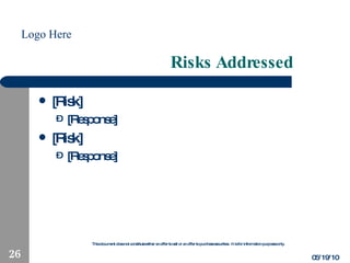 Risks Addressed [Risk] [Response] [Risk] [Response] 05/19/10 