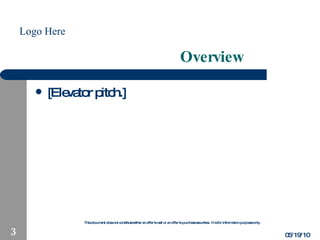 Overview [Elevator pitch.] 05/19/10 