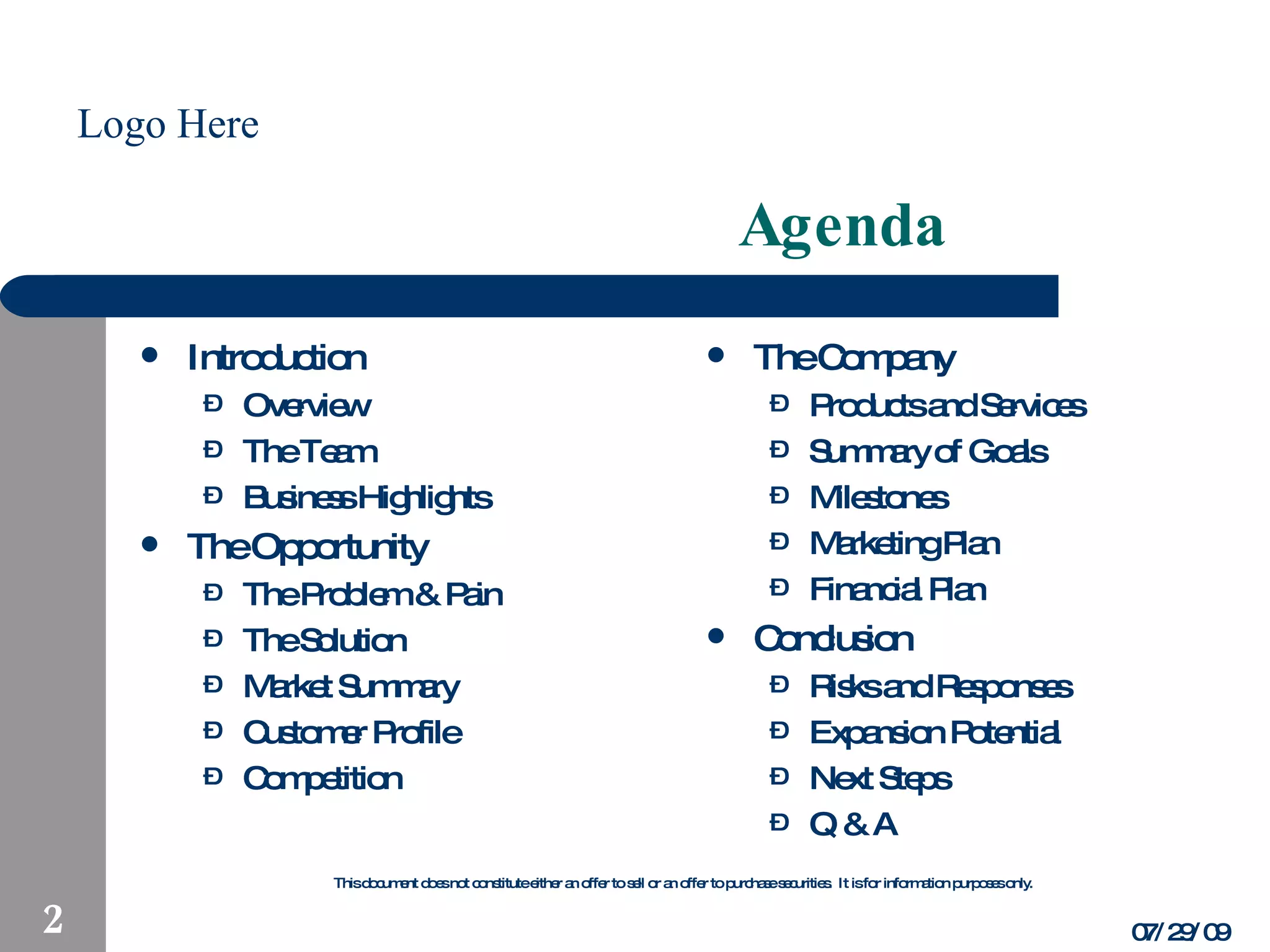 Business Plan Highlights Template | PPT