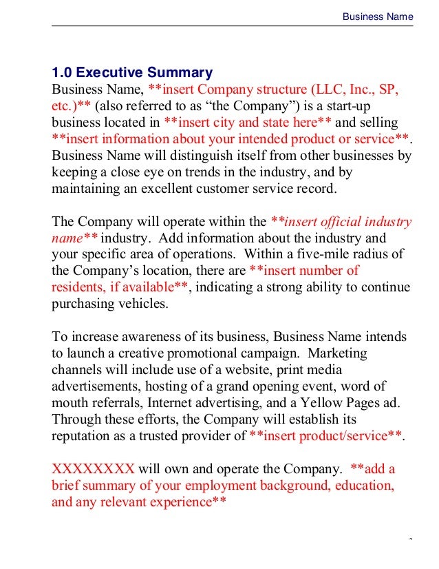 A business plan doc