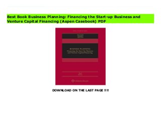 DOWNLOAD ON THE LAST PAGE !!!!
Download Here https://ebooklibrary.solutionsforyou.space/?book=1454882158 Business Planning: Financing the Start-Up Business and Venture Capital Financing, Third Edition uses a simulated deal format that is drawn from the deal-files of real world practicing lawyers. It integrates the teaching of transactional lawyering skills with the presentation of new substantive law that is critical to the success of a junior corporate lawyer practicing in a transactional setting. The book gives students an overview of the range of substantive law that lawyers representing new businesses need to be versed in. To bridge the gap between law school and practice, the authors integrate excerpts from sources authored by experienced practitioners, thus bringing practical and real-world insights to students. Shannon Trevino joins as co-author on the new edition.Key Features: Integrated teaching of transactional lawyering skills with the presentation of substantive law that is critical to the success of a junior corporate lawyer practicing in a transactional setting. Analysis of both the legal issues and the business considerations that must be taken in to account in planning the structure and negotiating the terms of a capital raising transaction for an early stage company. A simulated deal format to provide a real-world appreciation of the life cycle of a deal, with a new simulated client whose business is focused on addressing a need in the autonomous vehicle industry, which presents a timely topic for faculty to engage with students on at every juncture of the course. Graded memo assignments that are representative of the work assignments expected of a junior corporate lawyer practicing in a transactional setting and that relate directly to the substantive material that is part of the casebook reading assignments. A thoroughly revised Chapter 4 regarding federal securities laws, incorporating numerous legislative changes that have been adopted or have become effective since the publication of the second edition. Significant
additions to Chapter 8, including an updated overview of venture capital and a broader discussion of the capital formation process prior to venture capital financing. Read Online PDF Business Planning: Financing the Start-up Business and Venture Capital Financing (Aspen Casebook) Download PDF Business Planning: Financing the Start-up Business and Venture Capital Financing (Aspen Casebook) Read Full PDF Business Planning: Financing the Start-up Business and Venture Capital Financing (Aspen Casebook)
Best Book Business Planning: Financing the Start-up Business and
Venture Capital Financing (Aspen Casebook) PDF
 