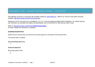 Business plan template to start a small business free DOCX