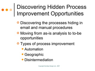 Discovering Hidden Process Improvement Opportunities <ul><li>Discovering the processes hiding in email and manual procedur...