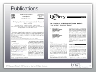 Publications BPM Standards Tutorial © 2007 Michael zur Muehlen. All Rights Reserved. 