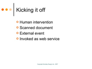 Kicking it off Human intervention Scanned document External event Invoked as web service 