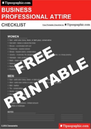 Business Professional Dress Code, Free Printable Cheat Sheet