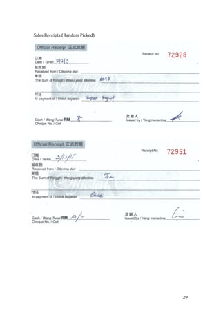   29	
  
	
  
Sales	
  Receipts	
  (Random	
  Picked)	
  
	
  
	
  
	
  
	
  
	
  
	
  
	
  
 