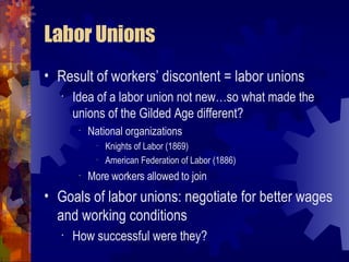 Child Labor Child labor was particularly common in this period, with little or no safety measures taken to protect them! - 1910 – 25% of all American children had full-time jobs in factories What do you think the author of this cartoon is trying to say about children’s labor conditions? 