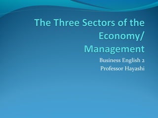 Business English 2
Professor Hayashi
 
