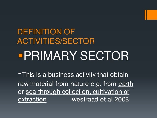Business activities or sectors Business activities or sectors