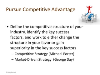 Category 2:
Pursue competitive advantage
© Linda Gorchels
 