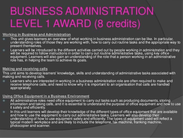 Business administration level 1 award pp 1 oct 15 bs