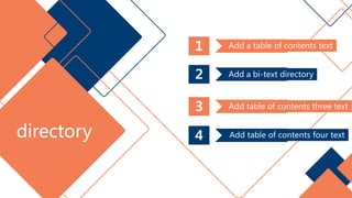 directory
Add a table of contents text
Add a bi-text directory
Add table of contents three text
Add table of contents four text
1
2
3
4
 