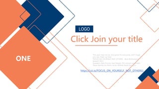 ONE
LOGO
Click Join your title
This year may not be very good for everyone, and I hope
you can cheer up here
FOCUS ON YOURSELF NOT OTHERS - Best Motivational
Speech 2022
Speakers: Bob Proctor Joel Osteen Tim Grover Les Brown
Steve Harvey Jim Rohn Jocko Willink David Goggins
https://uii.io/FOCUS_ON_YOURSELF_NOT_OTHERS1
 