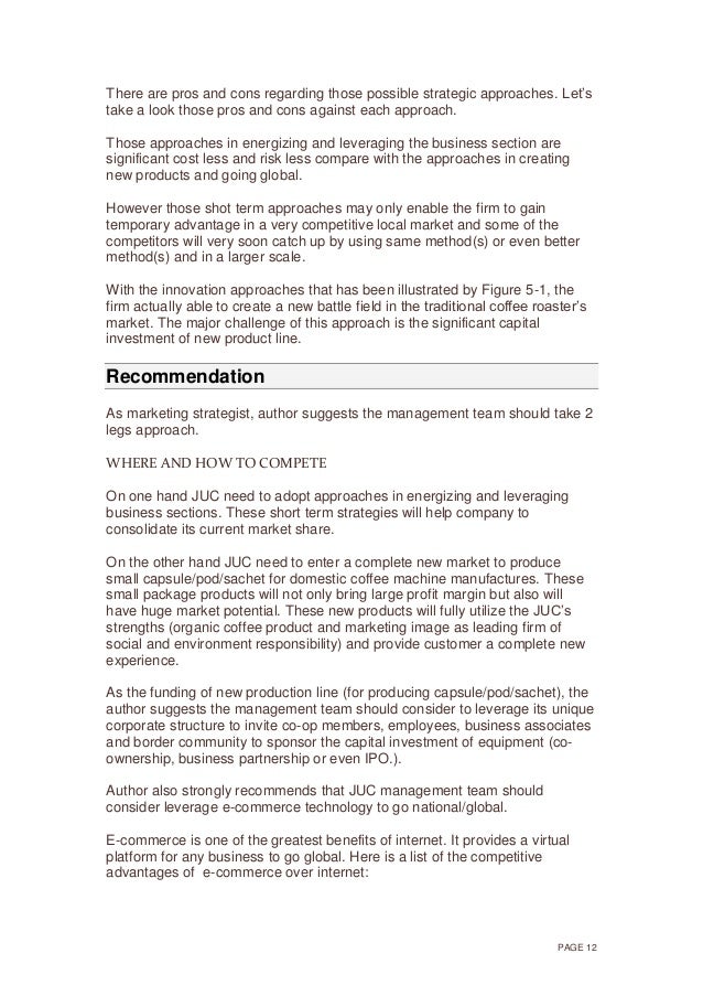 business analysis and strategy recommendation of juc strategy recommendation