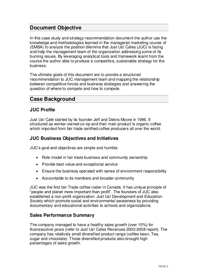business analysis and strategy recommendation of juc strategy recommendation