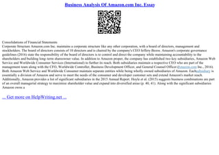 Business Analysis Of Amazon.Com Inc. Essay | PPT